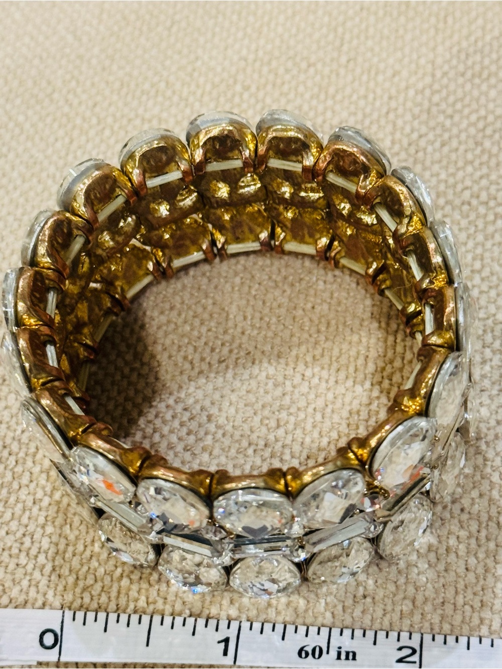 Gold-Tone Stretch Bracelet with Clear Crystal Accents - Picture 3 of 7